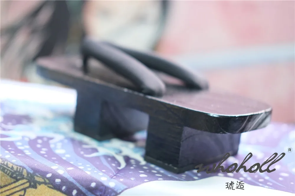 Schwarz Farbe Holz Geta Flip-Flops Mann Frauen Hausschuhe Japanischen Anime Coplay Kostüme Zwei-zähne Dicken Plattform Holz Clogs schuhe – Detail 11