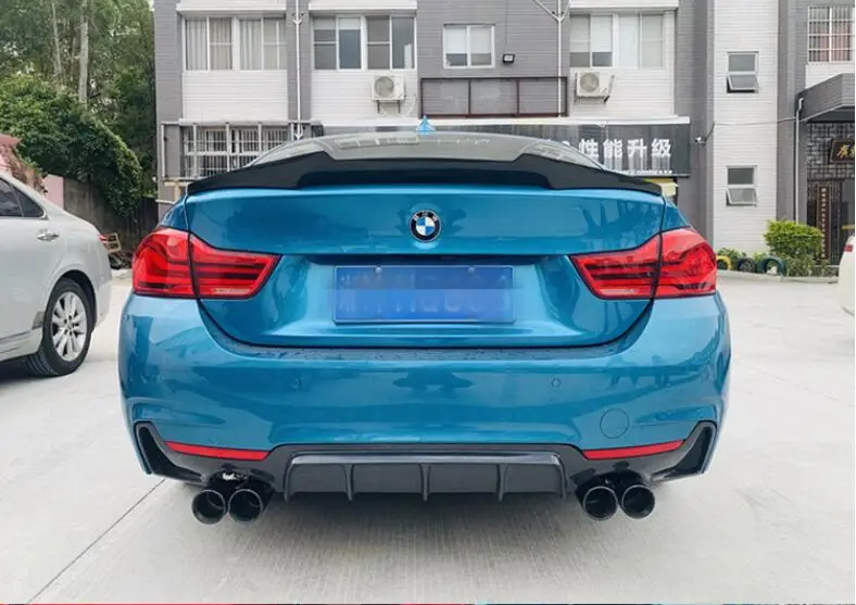 For BMW 4 Series 420i 430iF33 F34 F36 2015-2018 Real Carbon Fiber Rear Trunk Diffuser Bumper Lip Spoiler Cover