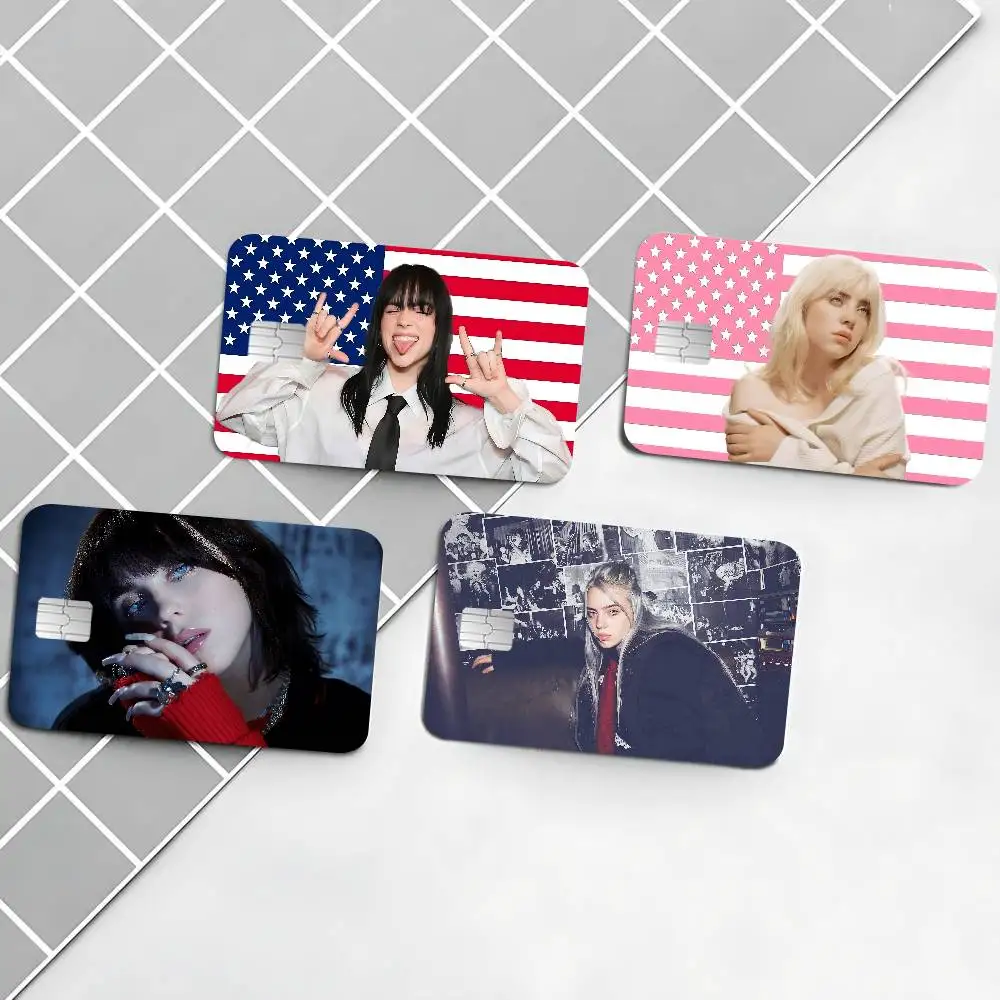American female singer B-Billie E-Eilish Anmie Sticker Film Skin Cover for Credit Card Debit Bank Card Front