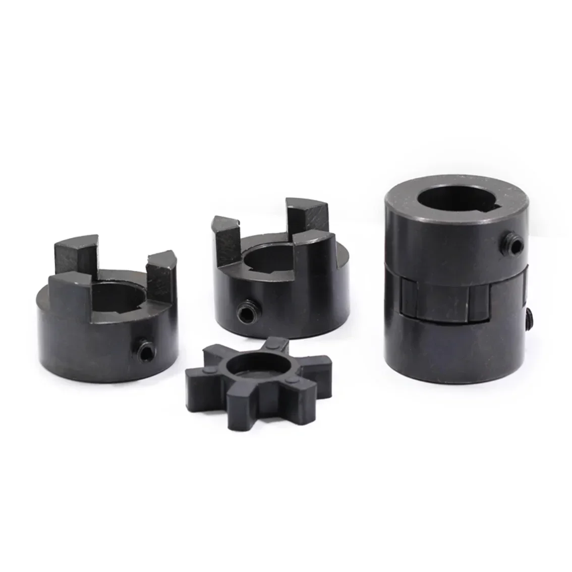 1Set L Type Flexible Jaw Coupling Carbon 45# Steel OD 54mm Keyway Shaft Coupler for CNC Stepper Servo Motor Industrial Machinery