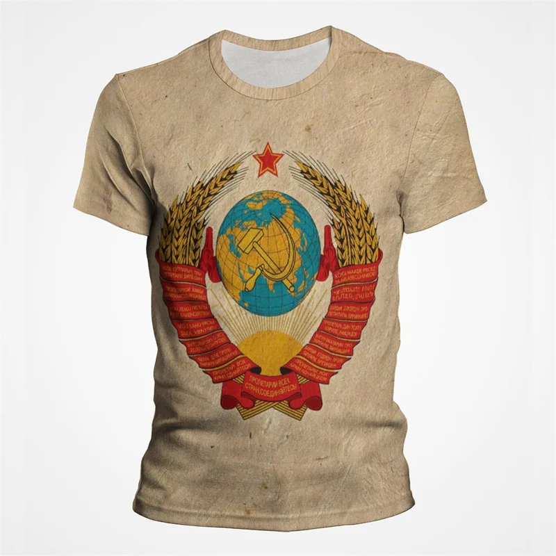 CCCP USSR Ukraine Russia Printed T Shirt For Men Summer Oversize Loose O-Neck Male T-shirts Vintage Soviet Union Clothing Unisex