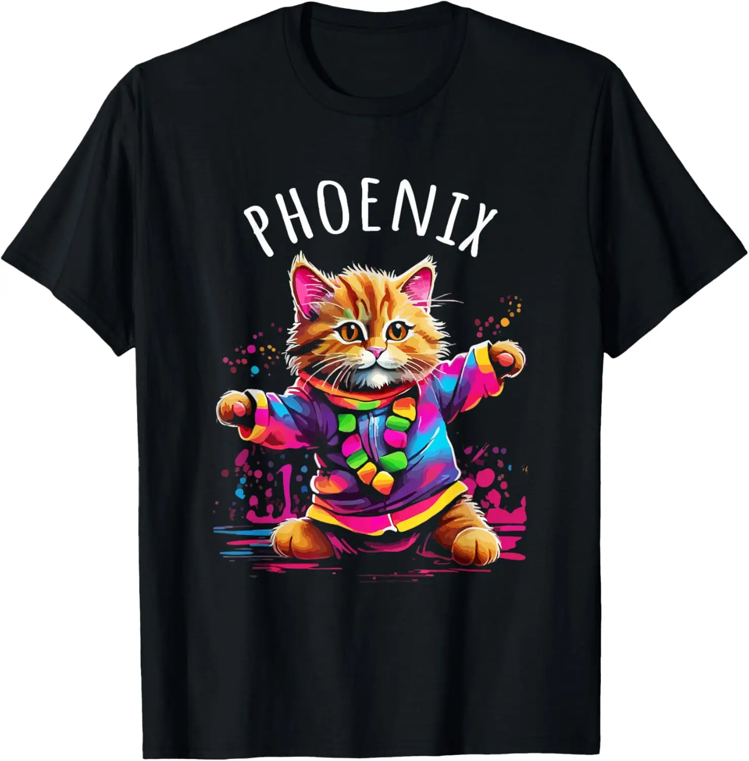 Phoenix Dancing Kitty Cat Diseño para niñas Nombre Phoenix Camiseta