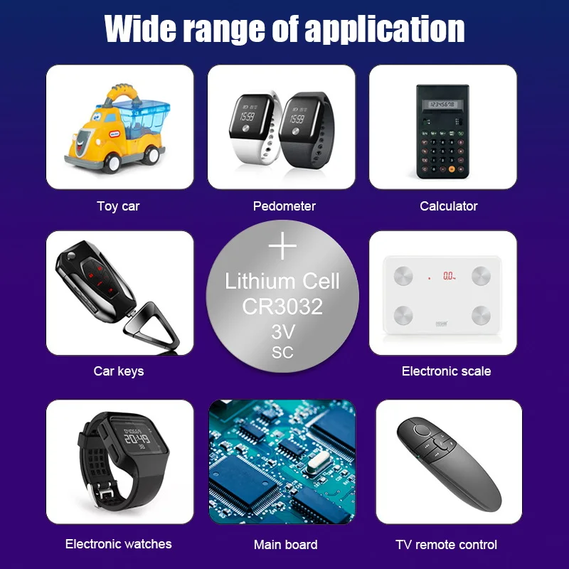 10PCS 3V CR3032 550mAh lítio moeda celular Bateria Botão Baterias Para relógios, calculadora, lanternas