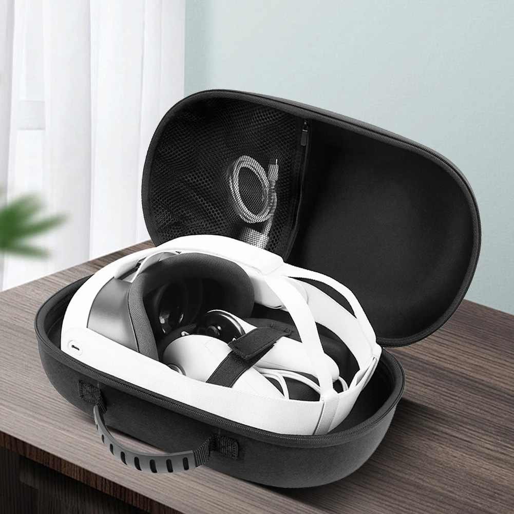 

Carrying Case Bag with Lens Cover Shockproof Hard Carry Bag Anti-Scratch Mesh Pocket Bag for Meta Quest 3 VR Headset Accessories