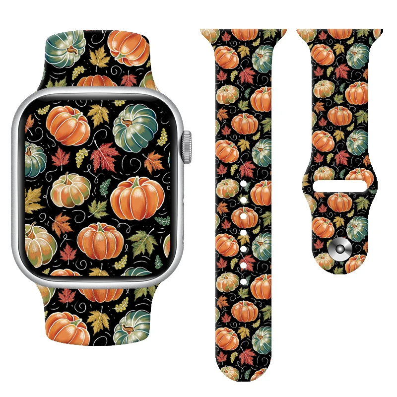 

Halloween single nail print strap for Apple Watch 10 9 8 7 Silicone Band Replaceable Bracelet for iWatch 46mm 44mm 42mm 41mm