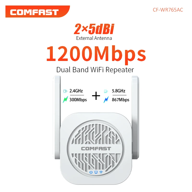 1200Mbps WiFi Repeater Wireless 5g Wifi Signal Booster Dual-Band antenna WiFi Extender 802.11ac Gigabit Wi-Fi Router Repetidor