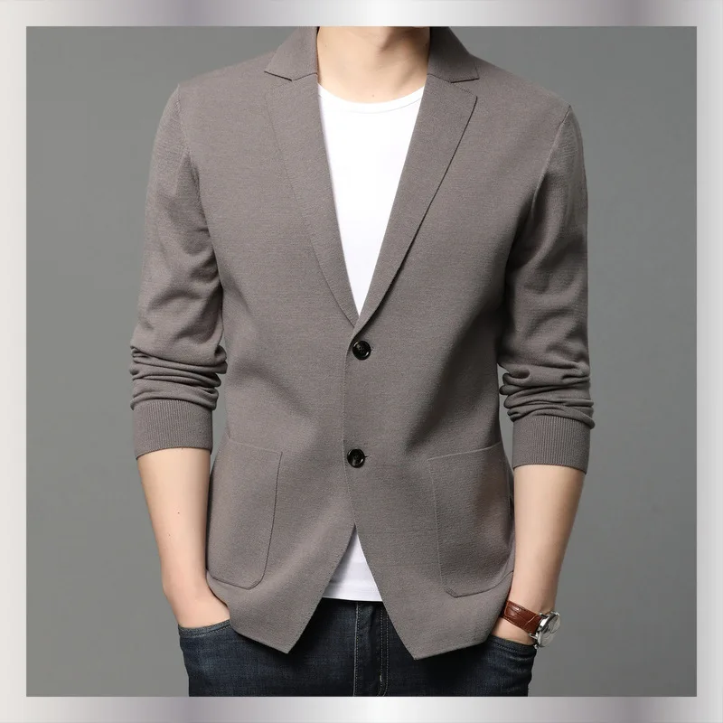 Blouse Women 2025 New Spring Autumn Pocket Button Knitted Coat Small Suit Solid Color Cardigan men's Sweater Knitted Blazer