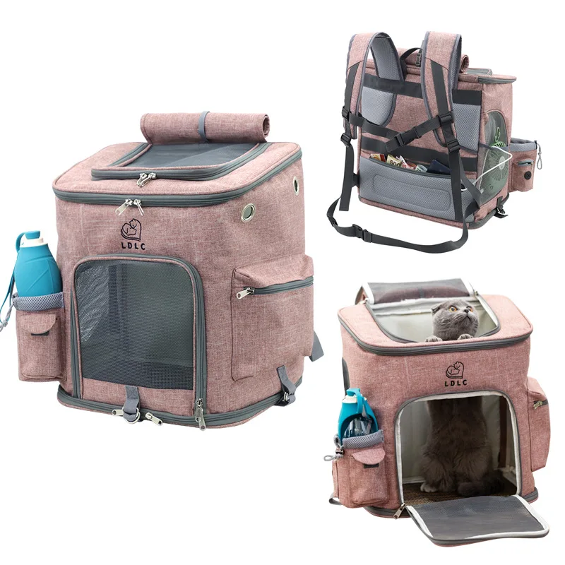 Mochila transportadora plegable grande para gatos con doble correa - imagen 3