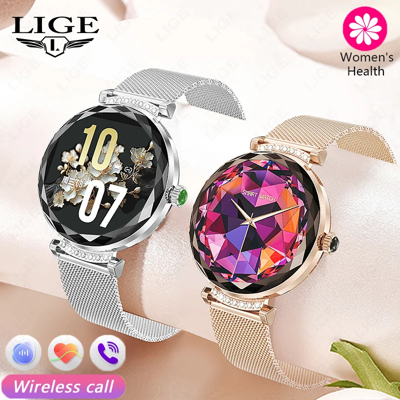 LIGE-reloj inteligente deportivo para mujer, pulsera con Pantalla AMOLED, Bluetooth, llamadas, resistente al agua, monitoreo de salud, regalo