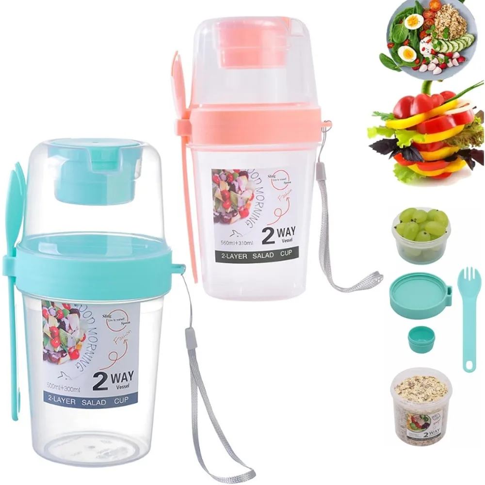 Carry Breakfast Cups, Salad Cups, Yogurt Cereal, Oatmeal Snacks, Parfait Containers and Salad Dressing Holders with Forks!