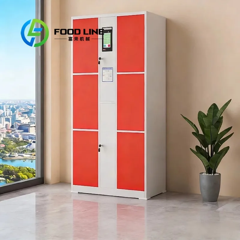 6 Door Commercial Smart Storage Lockers 24-Hour Self-Service Electronic Digital Code Storage Cabinet for Airport & Train Station