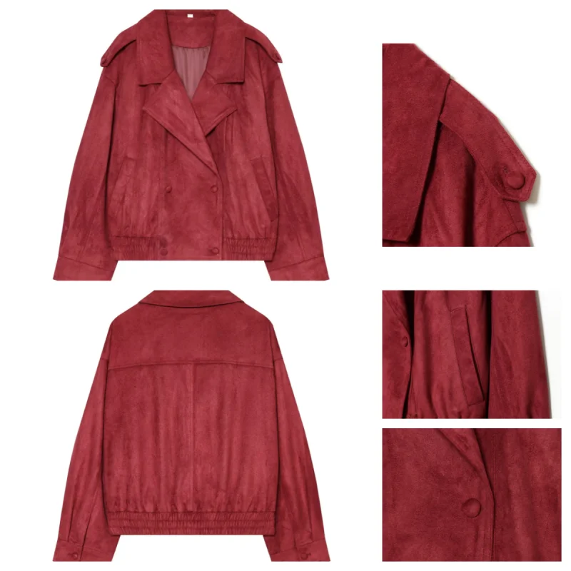 Women'S Fashion Leather Jacket - Damesjas 2026 Nieuwe Stijl Suède-achtige Lederen