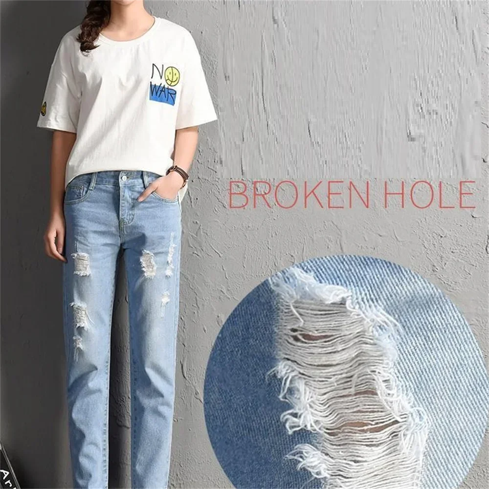 Slim Jeans Women Korean Fashion Skinny High Waisted Denim Trousers Streetwear Vintage Pencil Pants  ripped jeans for women