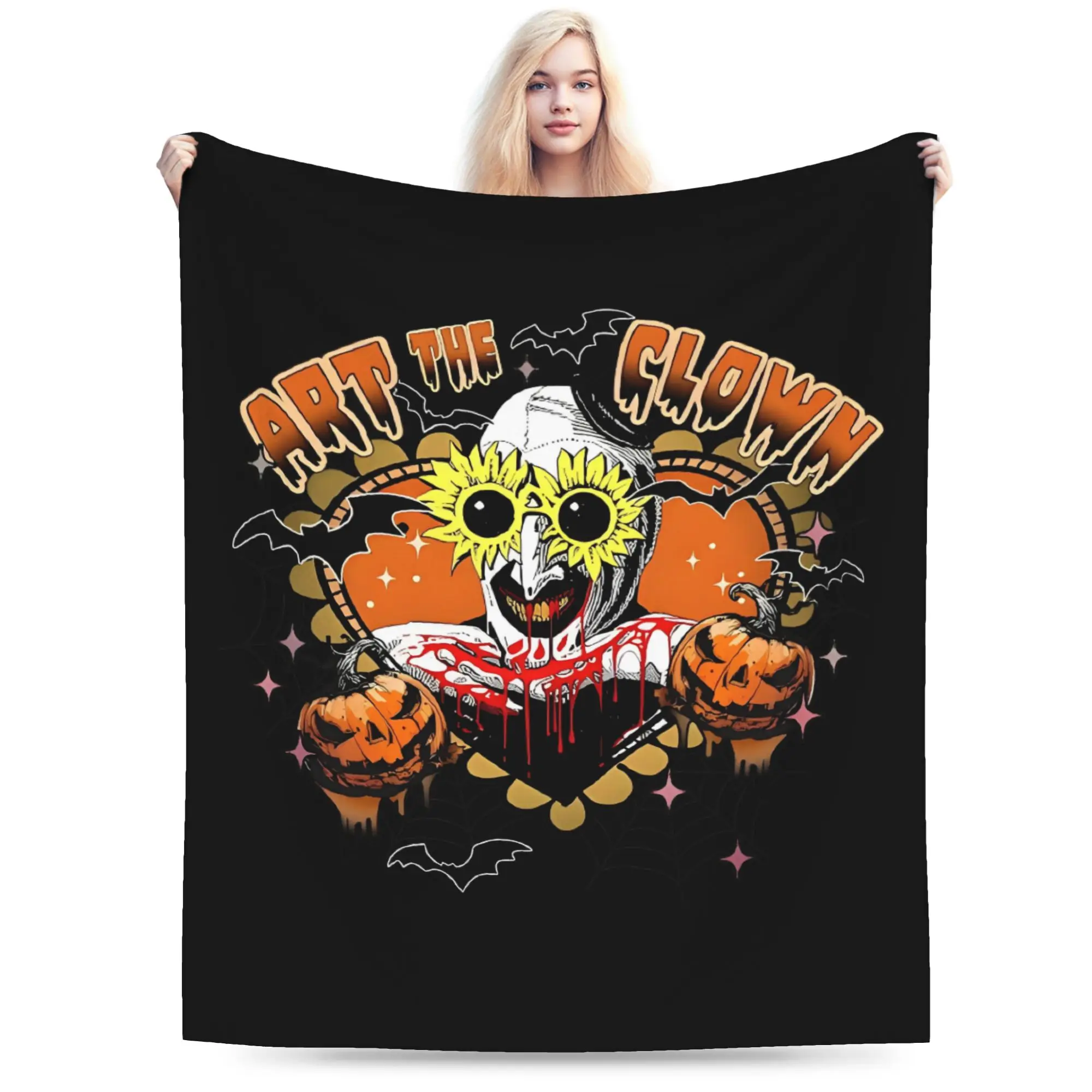 Terrifier Clown Happy Holliday Halloween Blanket Flannel Summer  Portable Super Soft Throw Blankets for Home Office Bedspreads
