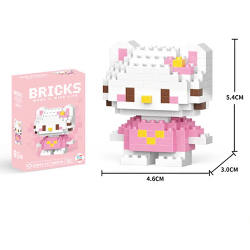 Disney Sanrio Klein Deeltjesbouwmodel Speelgoed Stripfiguur Katie Kat. Stitch Kuromi Geeft Kinderen Puzzel Blok Speelgoed