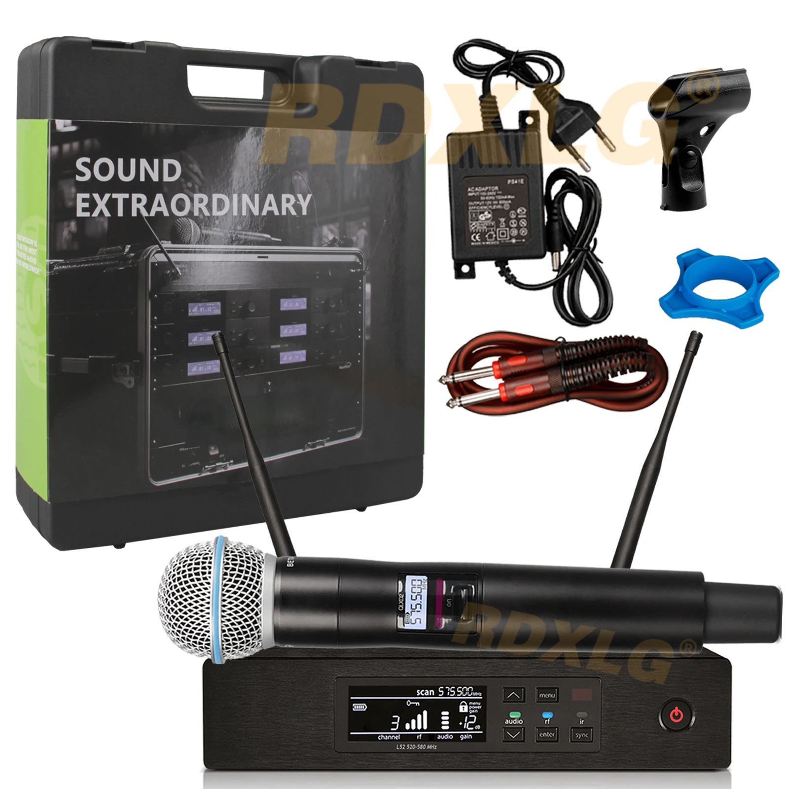 Top Quality！QLXD4 B58A Professional Single Wireless Microphone Stage Performance 520-580MHz UHF Church Karaoke Metal Handheld