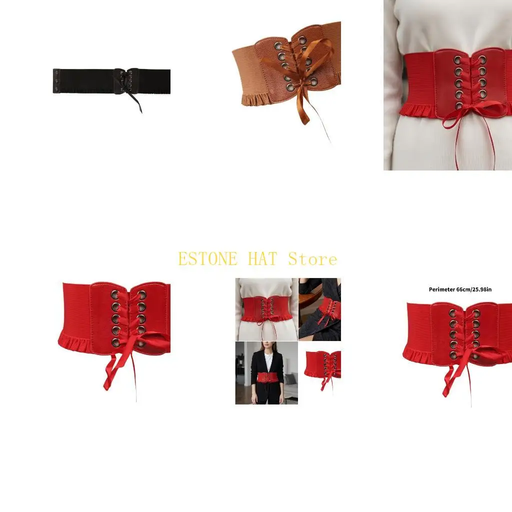 49MF Flexible Waist Cincher Belt with Broad Profile for Dresses Tops and Layers