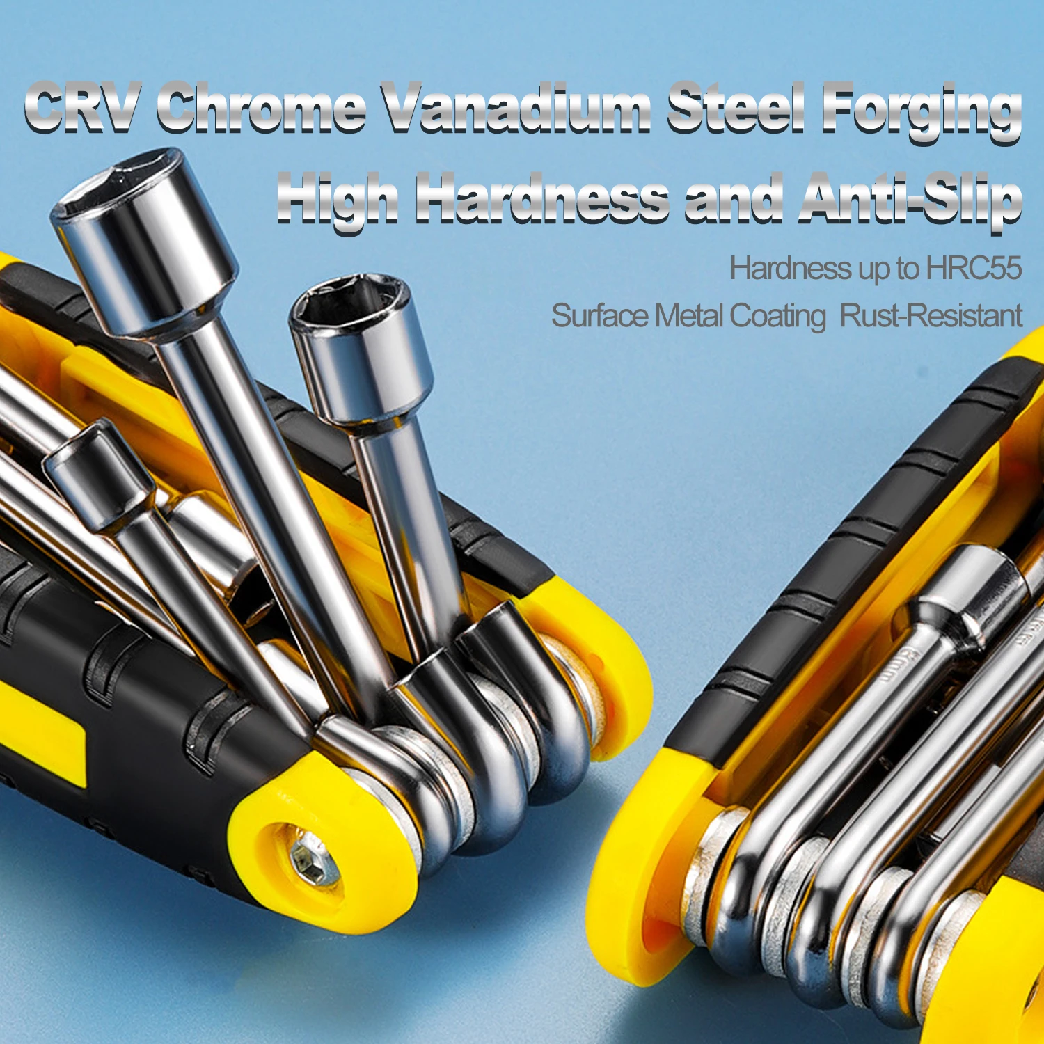 Hexagonal 6 in 1 Socket Wrench Multifunction High Hardness Folding Socket Wrench Cr-V Portable Screwdriver Wrench Household