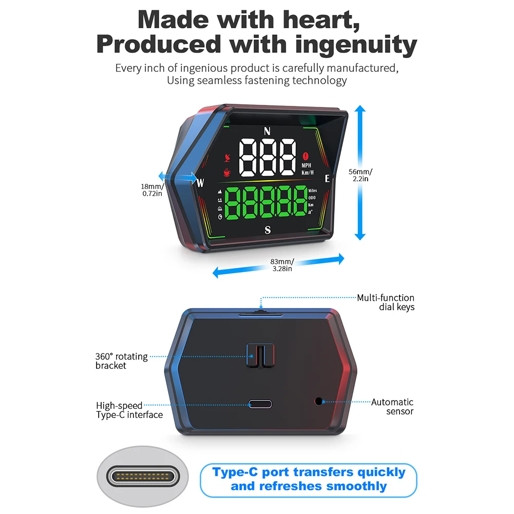 10*7.5*7.5cm Car Speed Monitor Speed Monitor 3.5-Inch Screen ABS Material Compact Design Fatigue Driving Reminder