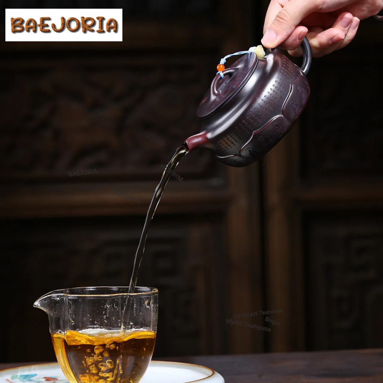 BAEJORIA 240ml Antique Yixing Purple Clay Teapots Handmade Buddhist Pot Raw Ore Ancient Black Mud Kettle Zisha Tea Set Cha Gift