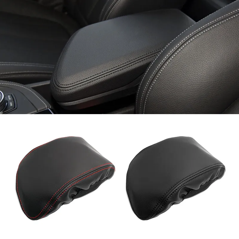 Car Interior Accessories Center Control Armrest Box Cover Black Microfiber Leather Trim For BMW X1 F48 2016 2017 2018 2019