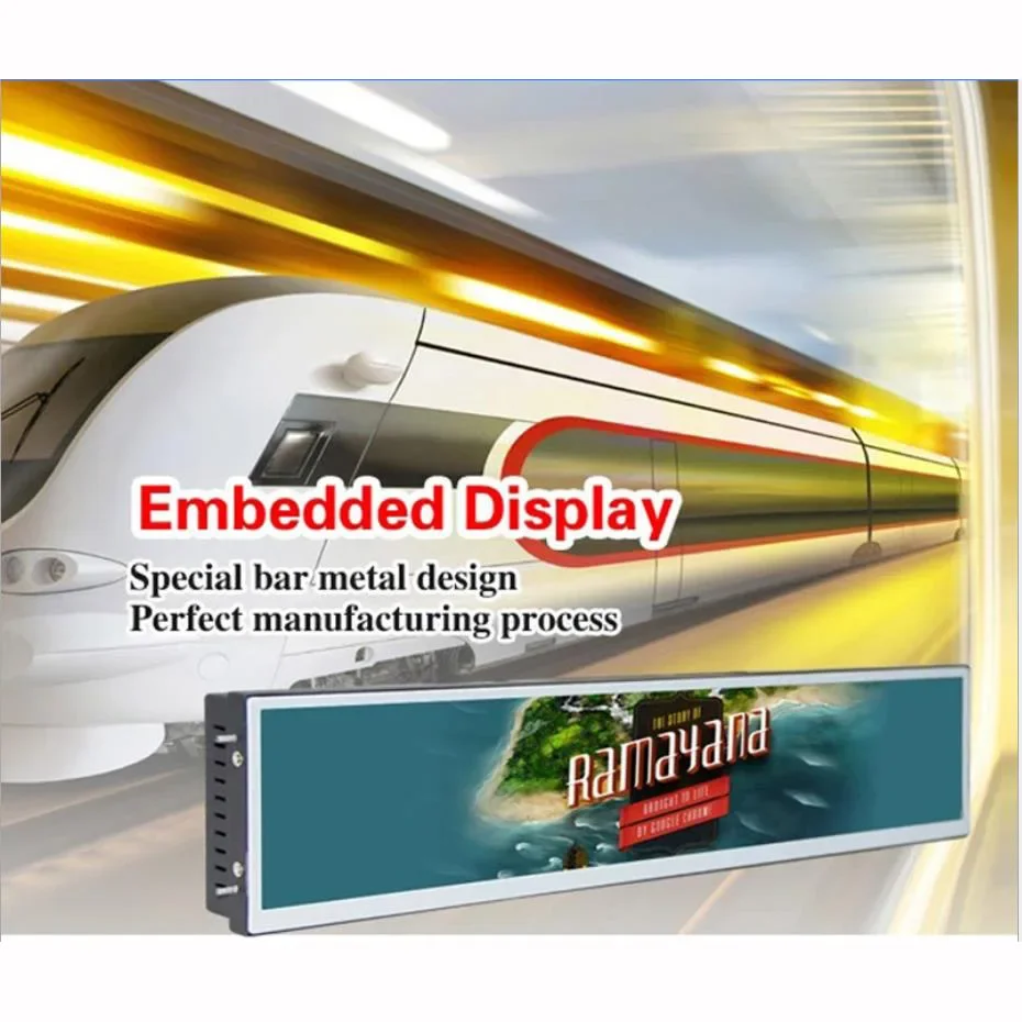 

Vehicle 36.6" 37" 38" Inch Stretched LCD display bar for advertising signage video player in bus metro train coach rail DC 6-36V