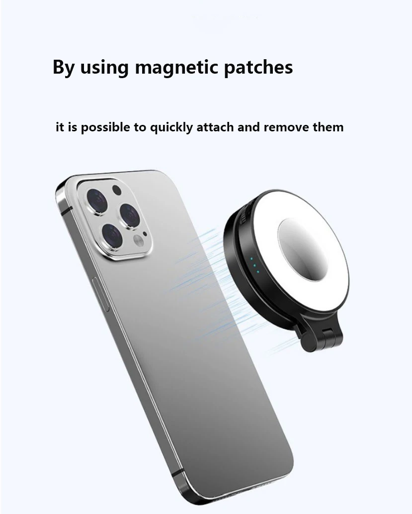 klein klein invullicht Magnetische led-spiegel voor mobiele telefoon met USB-oplader voor blog livestreaming schot