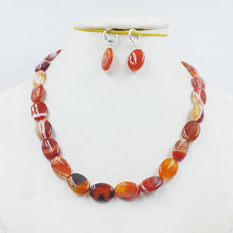 

Комплект высококачественного колье/серьг из натурального бразильского камня 13x16 мм. Классические украшения для женской помолвки 18 дюймов.