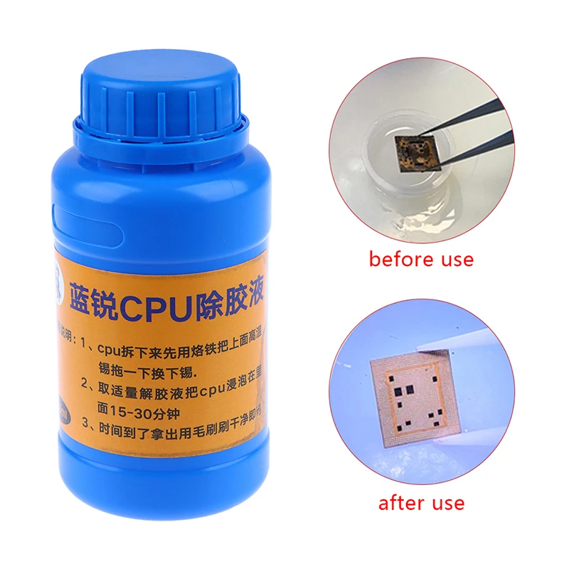 250ml LANRUI CPU Nand Glue Remove Clean Liquid For Mobile Phone Motherboard Glue Clleaning Repair Tool Need Soak 30 Minutes