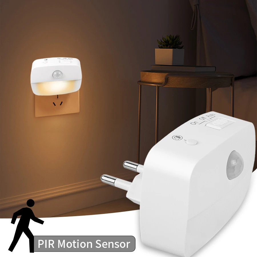 4PCS LED Night Light EU Plug Smart Motion Sensor Light 220V Wall Lamp for Home Aisle WC Hallway Stair Kitchen Bedroom Night Lamp