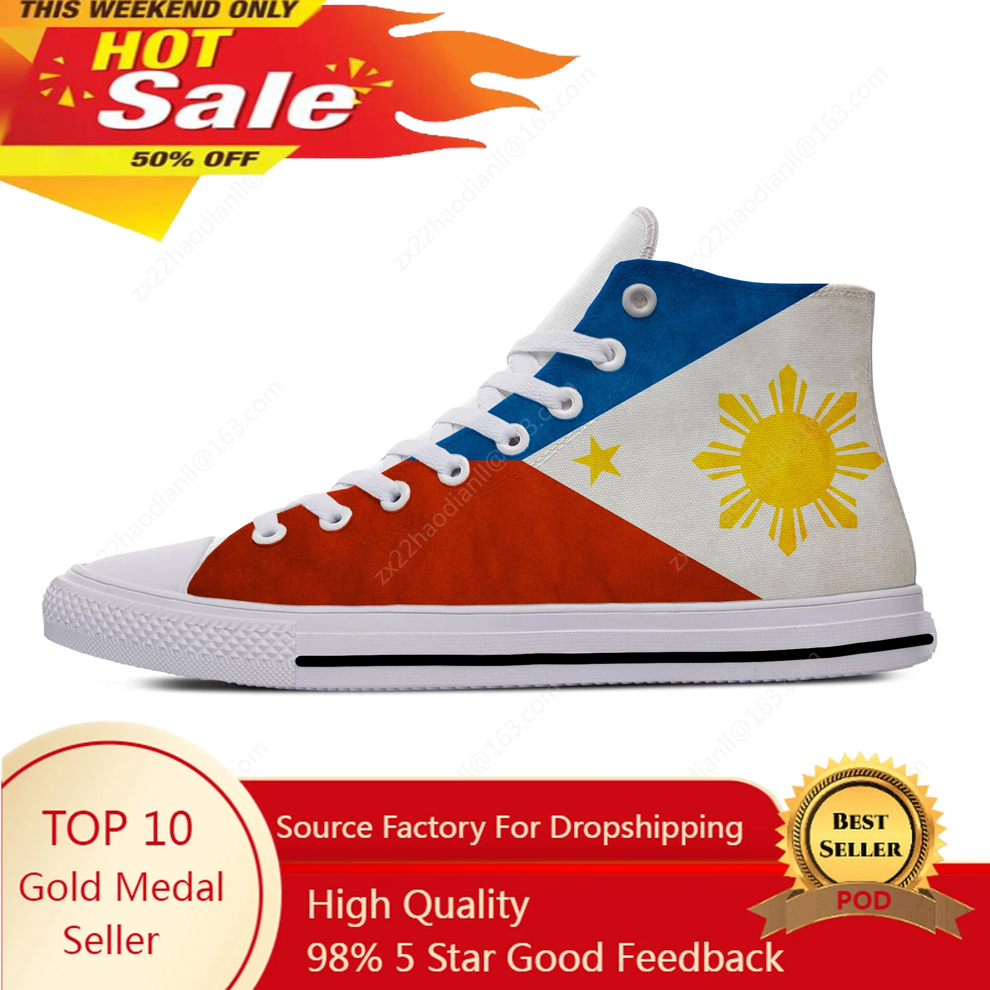 

Hot Philippines Philippine Flag Patriotic Fashion Casual Cloth Shoes High Top Lightweight Breathable 3D Print Men Women Sneakers