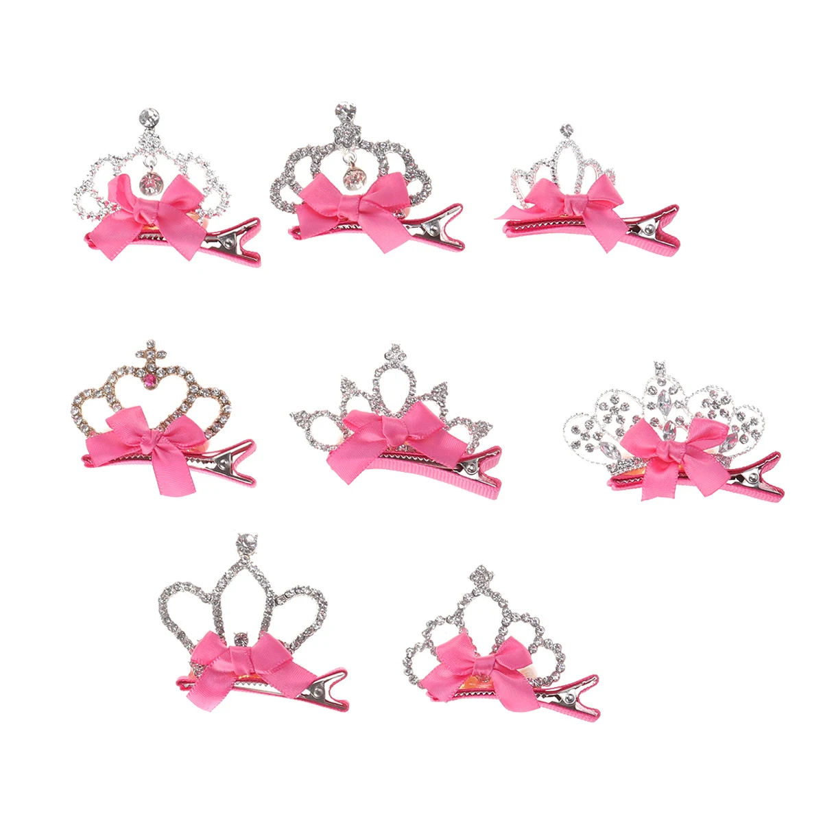 

8PCS Children Crown Hair Clips Crystal Rhinestone Barrettes Fashion Gifts Women Wedding Party Accessories Stylish Durable