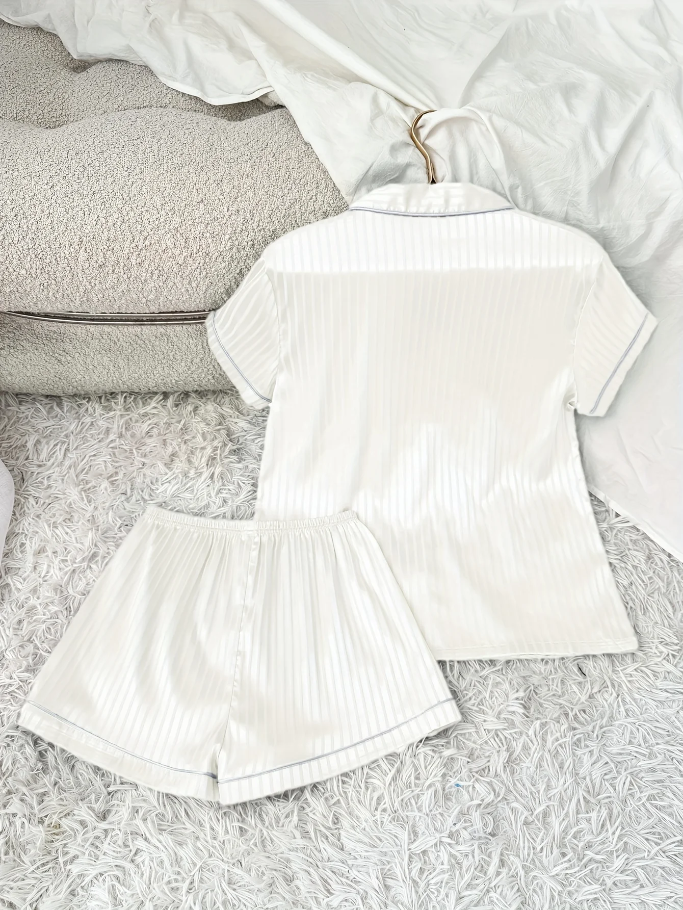Small Striped Double Short Pajama Set for Women