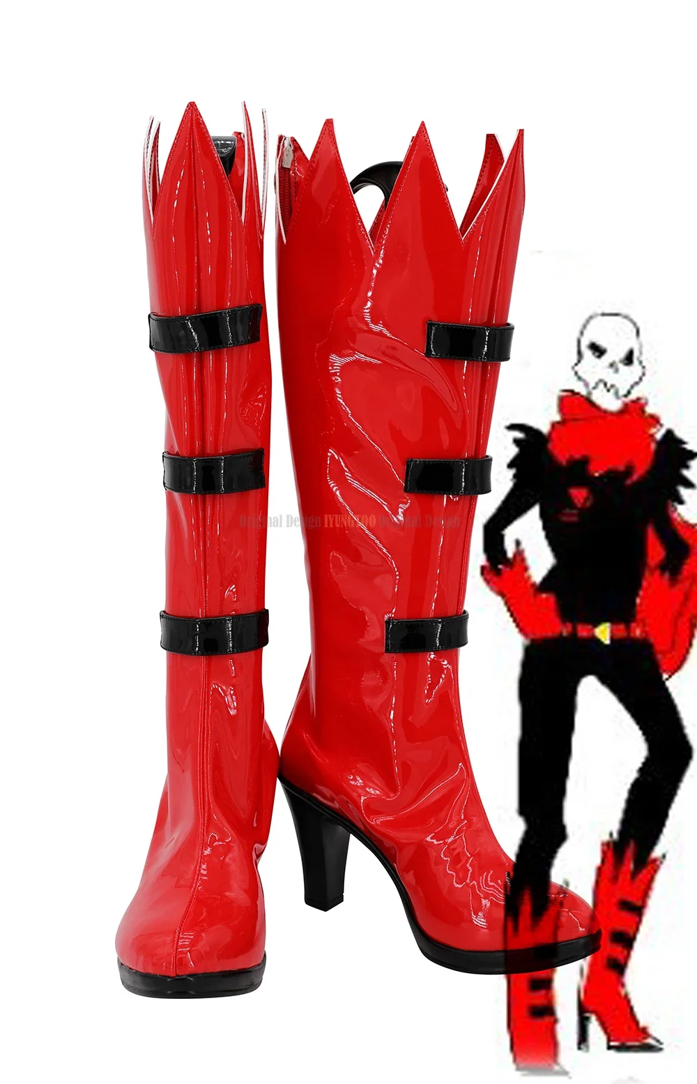 Papyrus Shoes Cosplay Game Underfell Papyrus Cosplay Boots High Heel Red Shoes Custom Made Halloween Party Cosplay