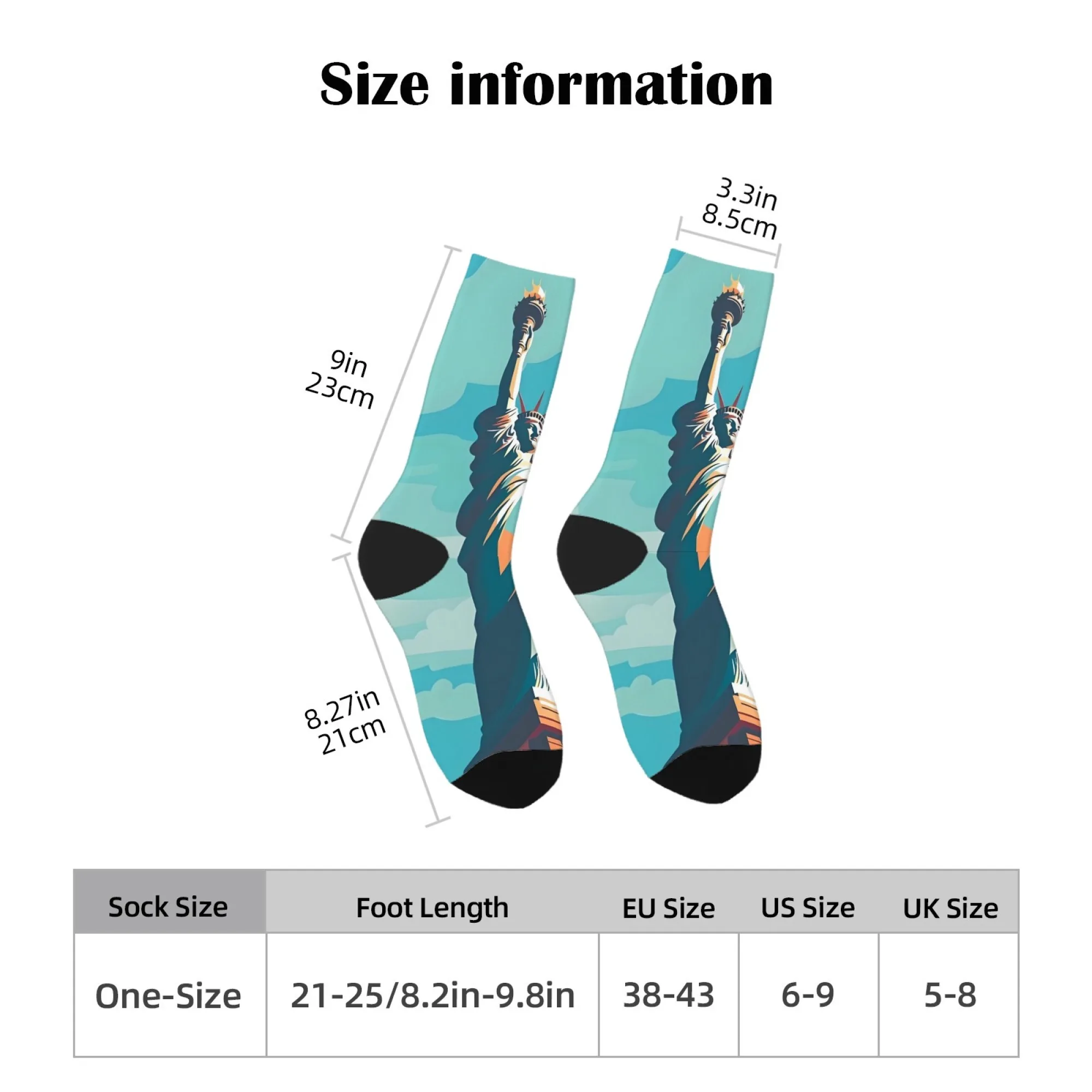 تمثال الحرية طباعة الجدة الرجال الجوارب البوب الفن نمط Harajuku الرجعية جوارب ضغط عادية الرياضة موضة الجوارب هدية