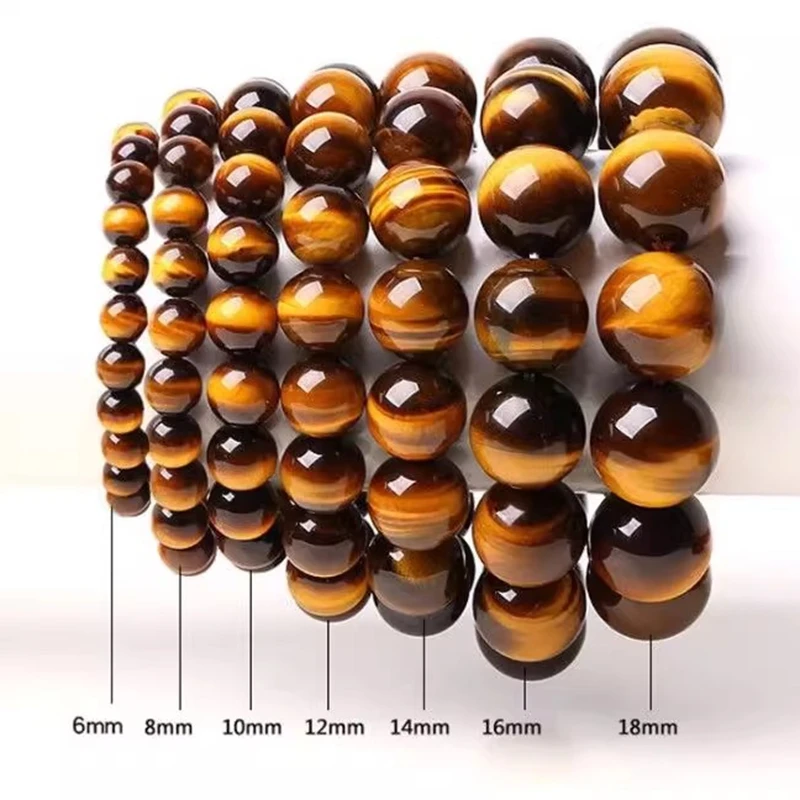 

Exquisite yellow tiger's eye stone round bead bracelet for men and women, a festival gift for family