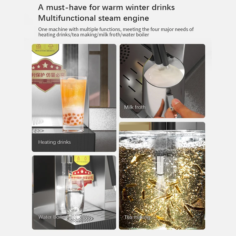 Steam Engine Foam Machine Commercial Milk Tea Shop Automatic Milk Tea Heating Machine Coffee Frothed Milk Foam