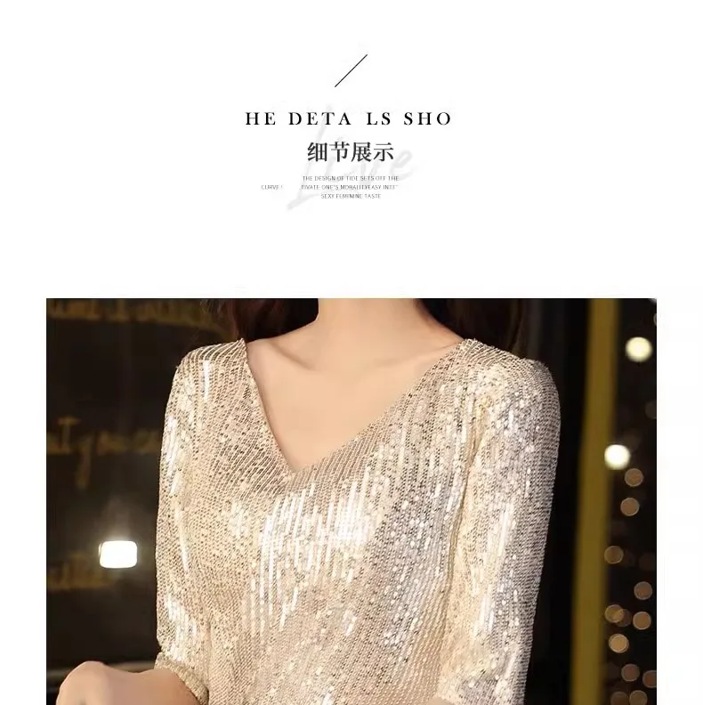 ASL-85#Champagne Colored Evening Dress Women's Banquet Temperament High-end Sequins Adult Birthday Host Dress Wholesale Cheap