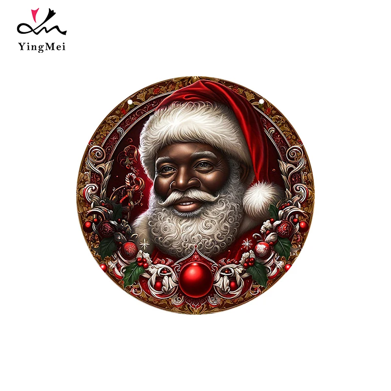 Black Version Christmas Santa Wooden Decoration Festive Atmosphere Decorative Door Hangings Wooden Crafts 2d Garland Pendant