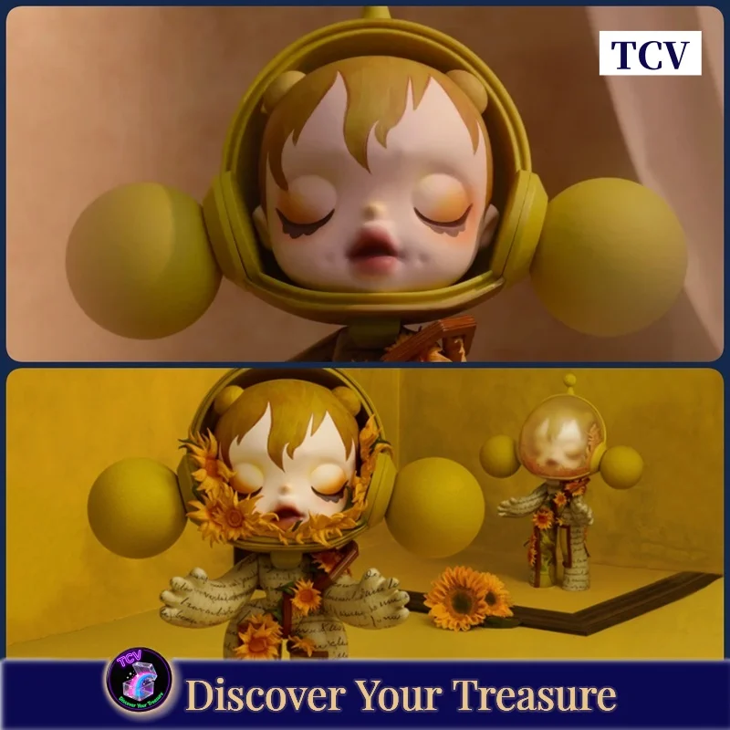 

Tcv Popmart Mega Skullpanda 400% Музей Ван Гога Подсолнухи Слепая коробка Тайная коробка ПВХ Аниме Фигурка Художественный орнамент Девушка Мальчик Подарок
