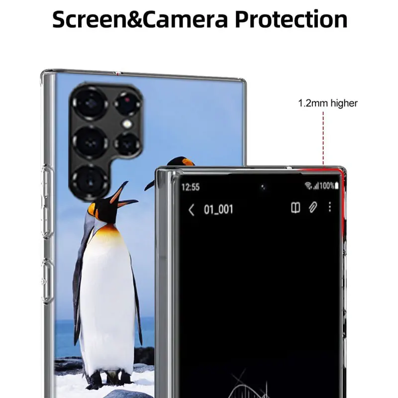 Penguins Love at the North Pole Coque For Samsung S23 S22 S24 Ultra 5G TPU Phone Galaxy Cover S21 S20 FE S10 Plus S10E S9 S8 S7