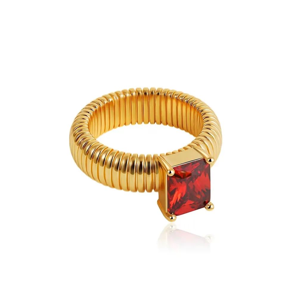 Women's Waterproof Zircon Wedding Ring, 18K Gold Plated