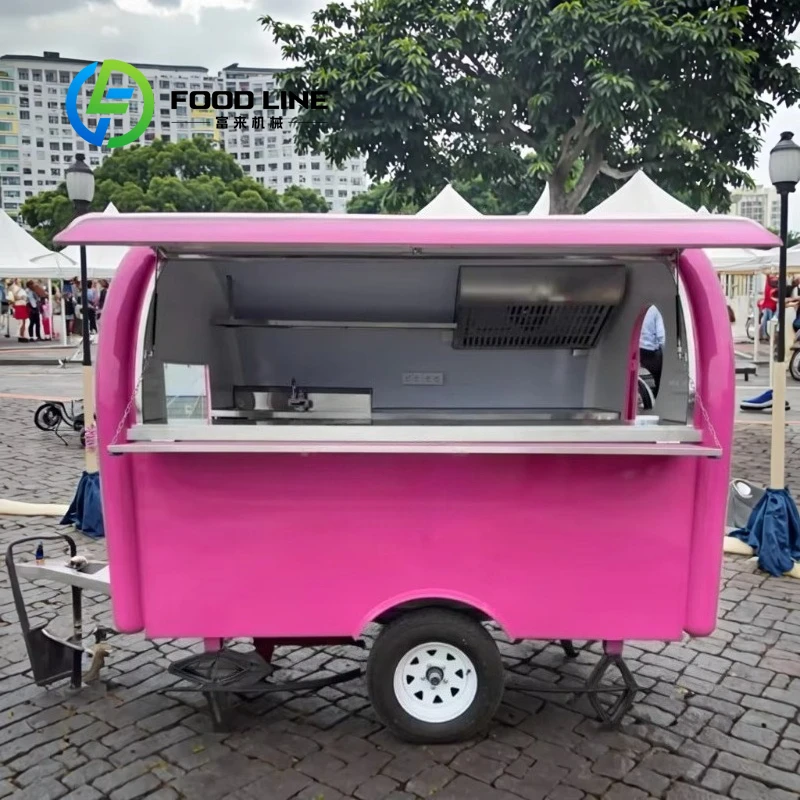 

Bestselling 3m Pink Round Top Food Trailer Outdoor Snack Selling Cart High Capacity
