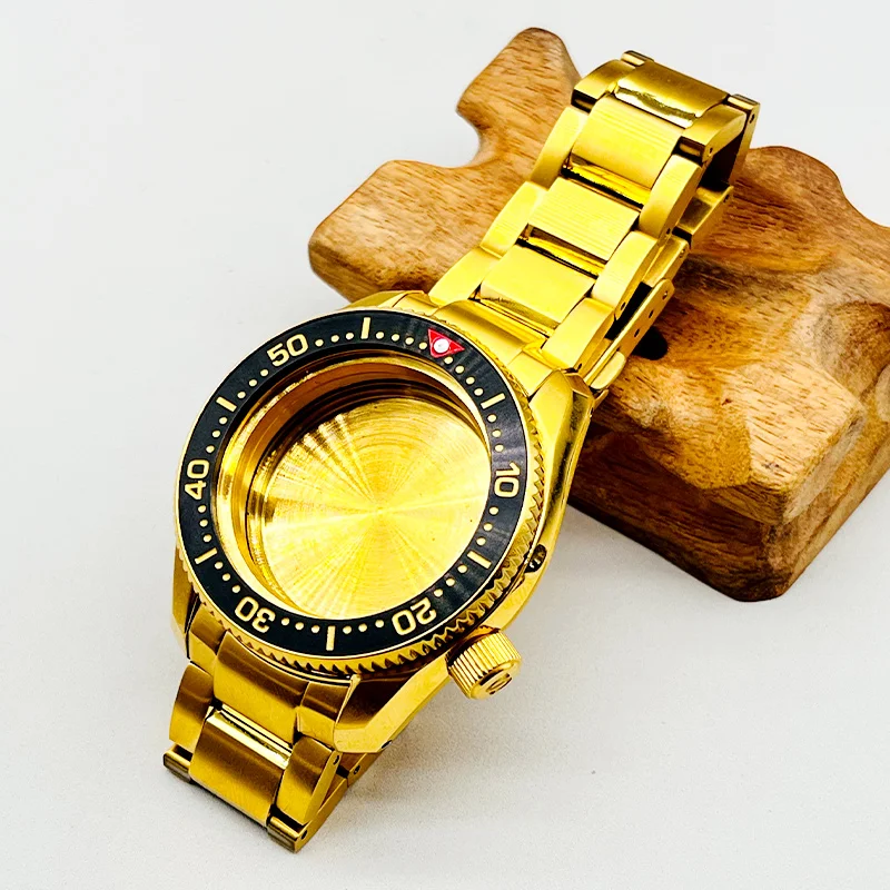 Gold NH35 Watch Case with Strap Fit Seiko SPB185 SPB187 Case For NH35 NH36 Movement Install Stainless Steel Bracelets Watch Case