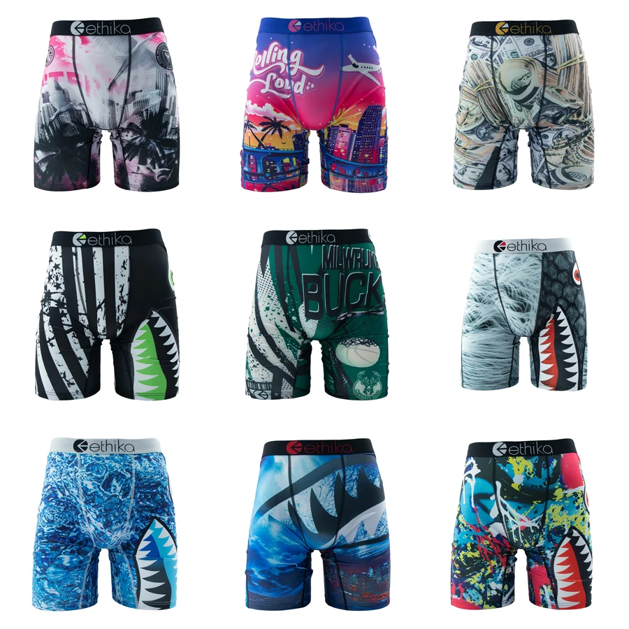 ETHIKA 1 قطعة الرجال الملابس الداخلية الملاكمين تنفس شبكة المنشعب رجل جذوع حجم كبير S-3XL رجل السباحة السروال الرجال سراويل جذوع