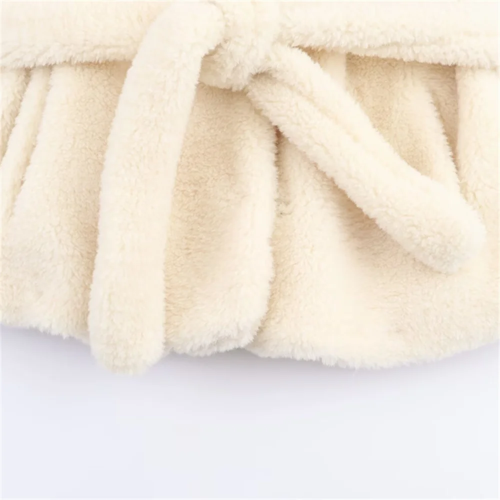 Herfst en winter nieuwe dameskledingstijl veelzijdige revers lange mouwen riem decoratie kunstbontjas