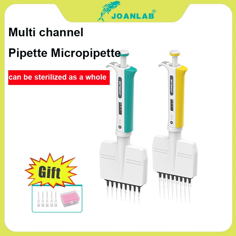 JOANLAB Multichannel Pipette 8 Channel 12 Channel Adjustable Volume Micropipette Autoclavable Lab Multi-channel Pipettor