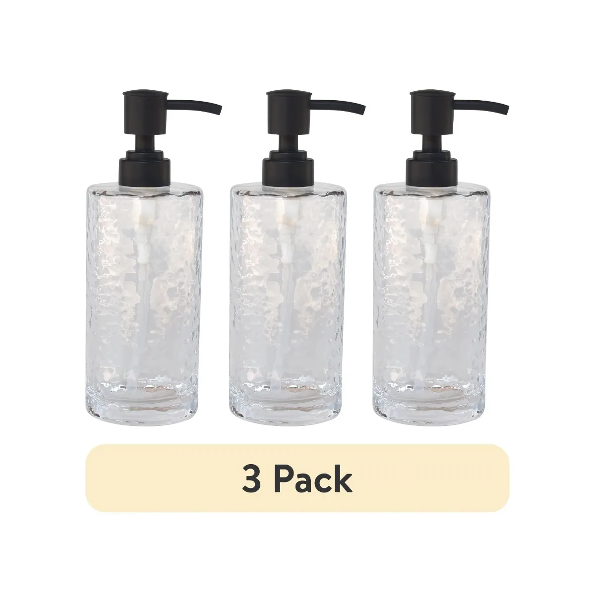 

(3 pack) Hammered Glass Soap Pump