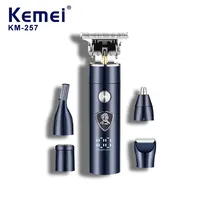 Kemei KM-257 USB Charging Digital Display Multifunctional 5-in-1 Electric Hair Clipper for Repairing temples and nose hair