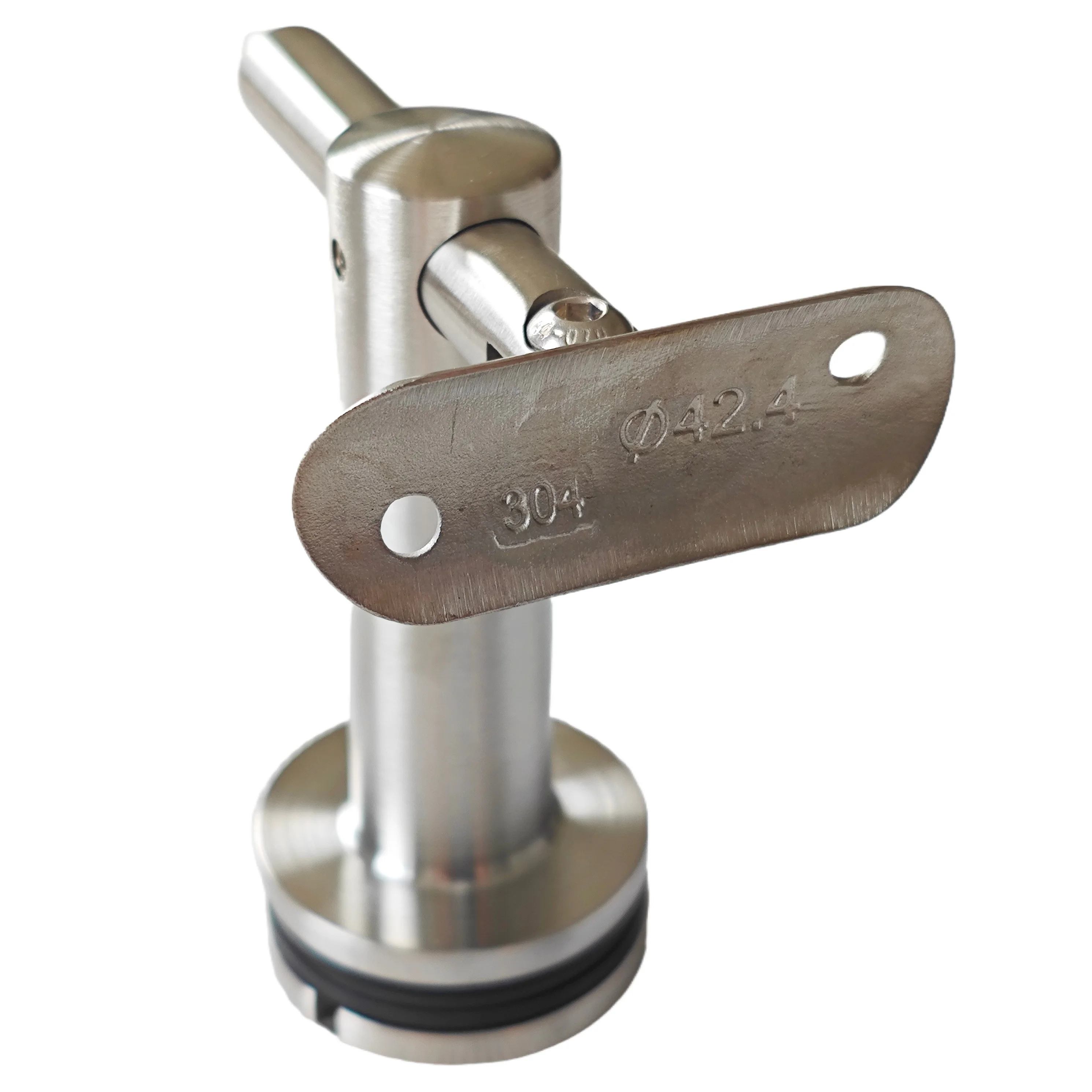 304 Stainless Steel 42.4mm Adjustable Handrail Bracket Stair Glass Railing Bracket for Glass to Tube for 12-30 mm Glass